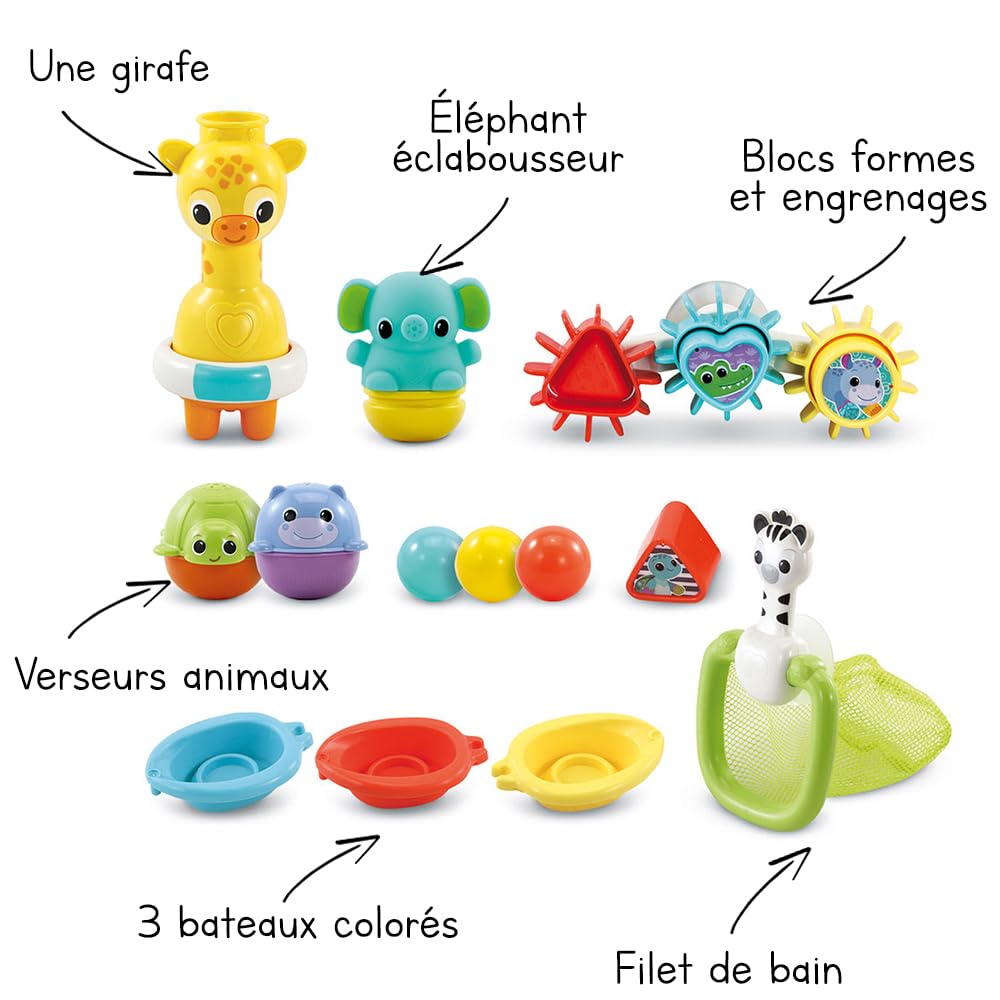 🛁 VTech - Maxi-Coffret de Bain Multi Activité - 15 Jouets de Bain 🛁