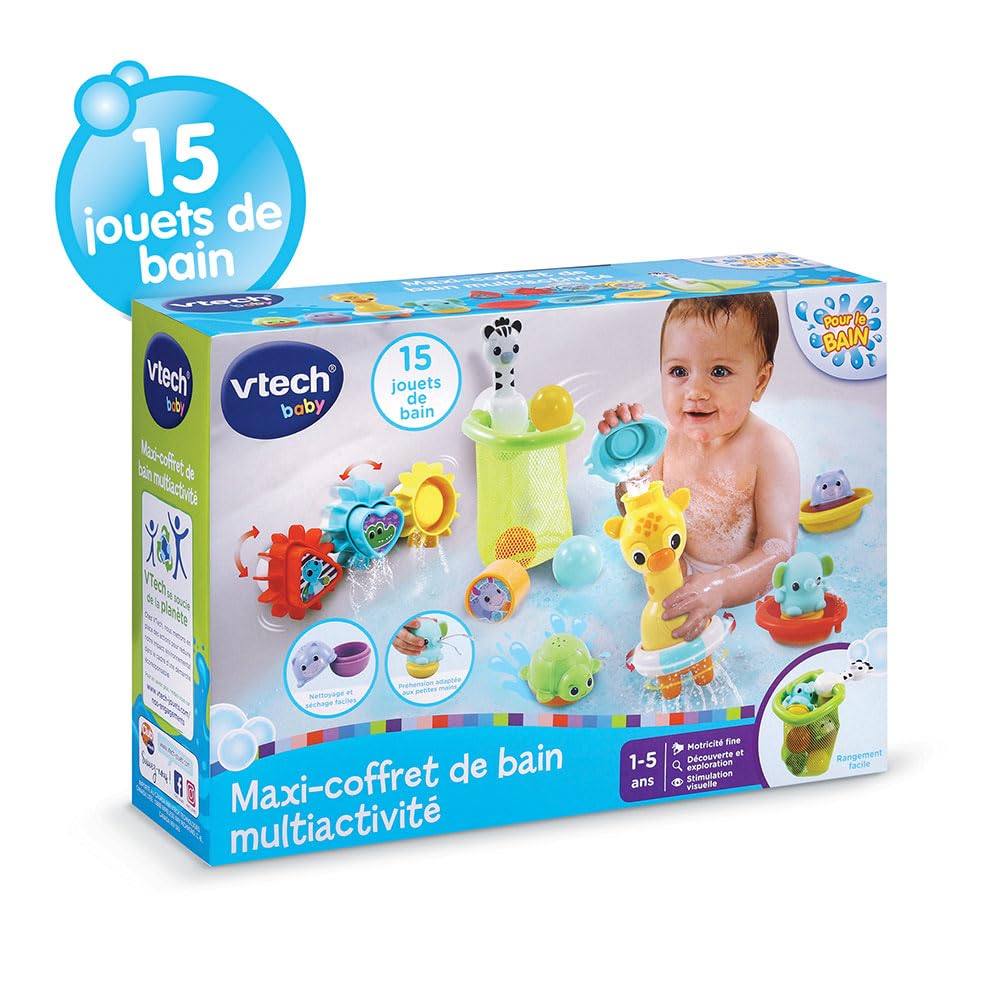 🛁 VTech - Maxi-Coffret de Bain Multi Activité - 15 Jouets de Bain 🛁