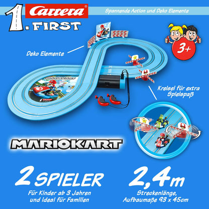 🏎️✨ Carrera FIRST Nintendo Mario Kart - Circuit de Course Électrique avec Voitures Miniatures Mario et Luigi | Jouet Coloré pour Enfants dès 3 Ans 🎮