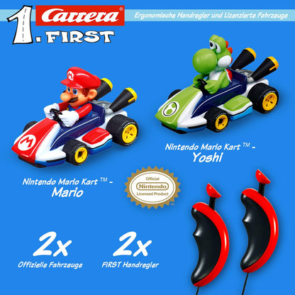 🏎️✨ Carrera FIRST Nintendo Mario Kart - Circuit de Course Électrique avec Voitures Miniatures Mario et Luigi | Jouet Coloré pour Enfants dès 3 Ans 🎮