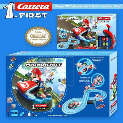 🏎️✨ Carrera FIRST Nintendo Mario Kart - Circuit de Course Électrique avec Voitures Miniatures Mario et Luigi | Jouet Coloré pour Enfants dès 3 Ans 🎮