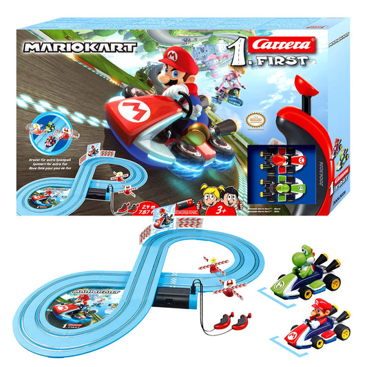 🏎️✨ Carrera FIRST Nintendo Mario Kart - Circuit de Course Électrique avec Voitures Miniatures Mario et Luigi | Jouet Coloré pour Enfants dès 3 Ans 🎮