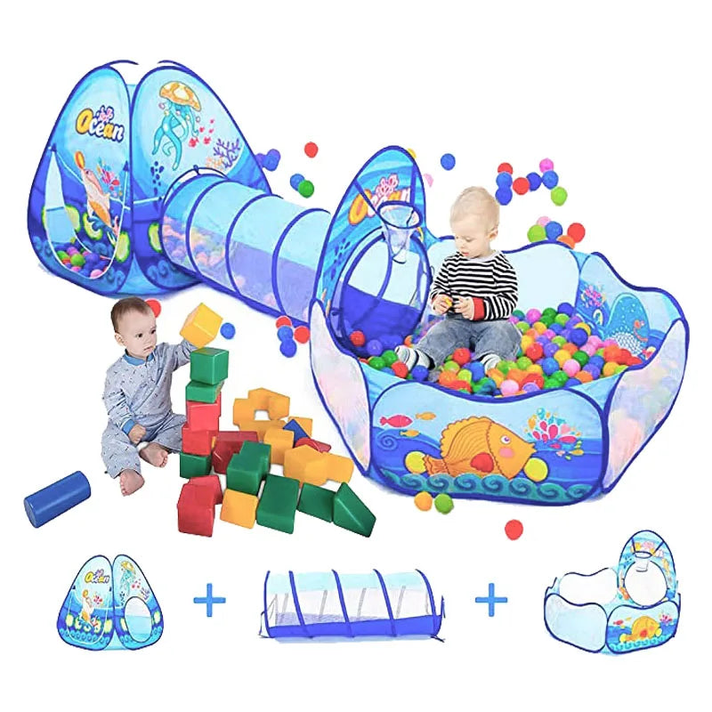 🏰 Tente pour Enfants avec Piscine à Balles : Aire de Jeu Portable avec Tunnel 🎉 – Parfait pour Décorer et Amuser !