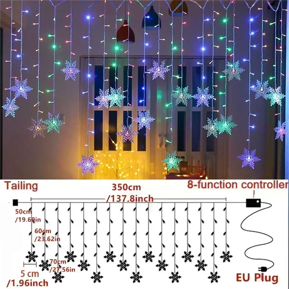 ✨ Guirlande Lumineuse LED de Noël - Flocons de Neige & Gouttes de Glace ✨