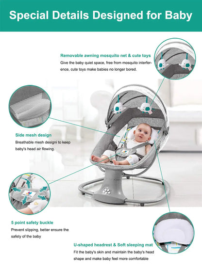 🍼 Fauteuil à Bascule Électrique pour Bébé - Berceau et Balancelle Automatique 🍼