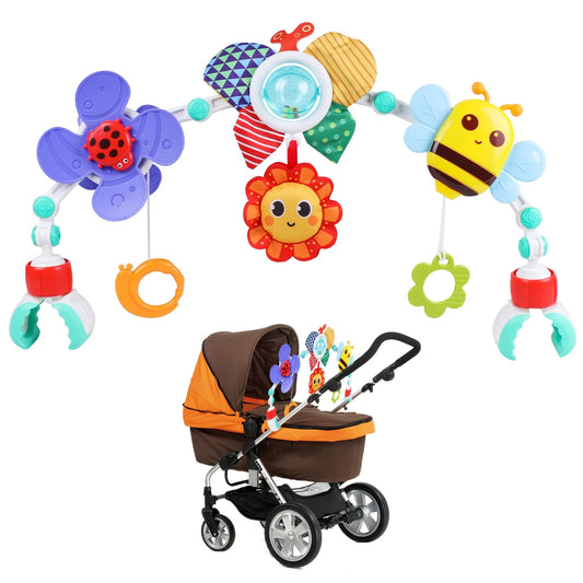 🧸 Arche de Jeu Bébé avec Jouets Suspendus et Hochet – Accessoire de Poussette et Lit de Bébé (0-12 Mois) 🌟