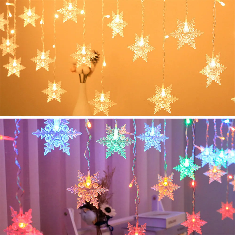 ✨ Guirlande Lumineuse LED de Noël - Flocons de Neige & Gouttes de Glace ✨