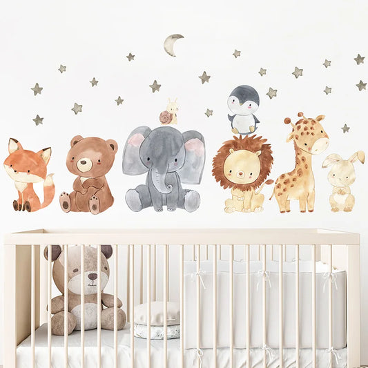 🌈 Sticker Mural Cartoon Animaux et Arc-en-Ciel pour Enfants 🌈