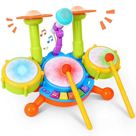 🥁 Set de Batterie Musical pour Enfants Éducatifs avec Microphone 🎶  | Cadeaux d'Activité🥁