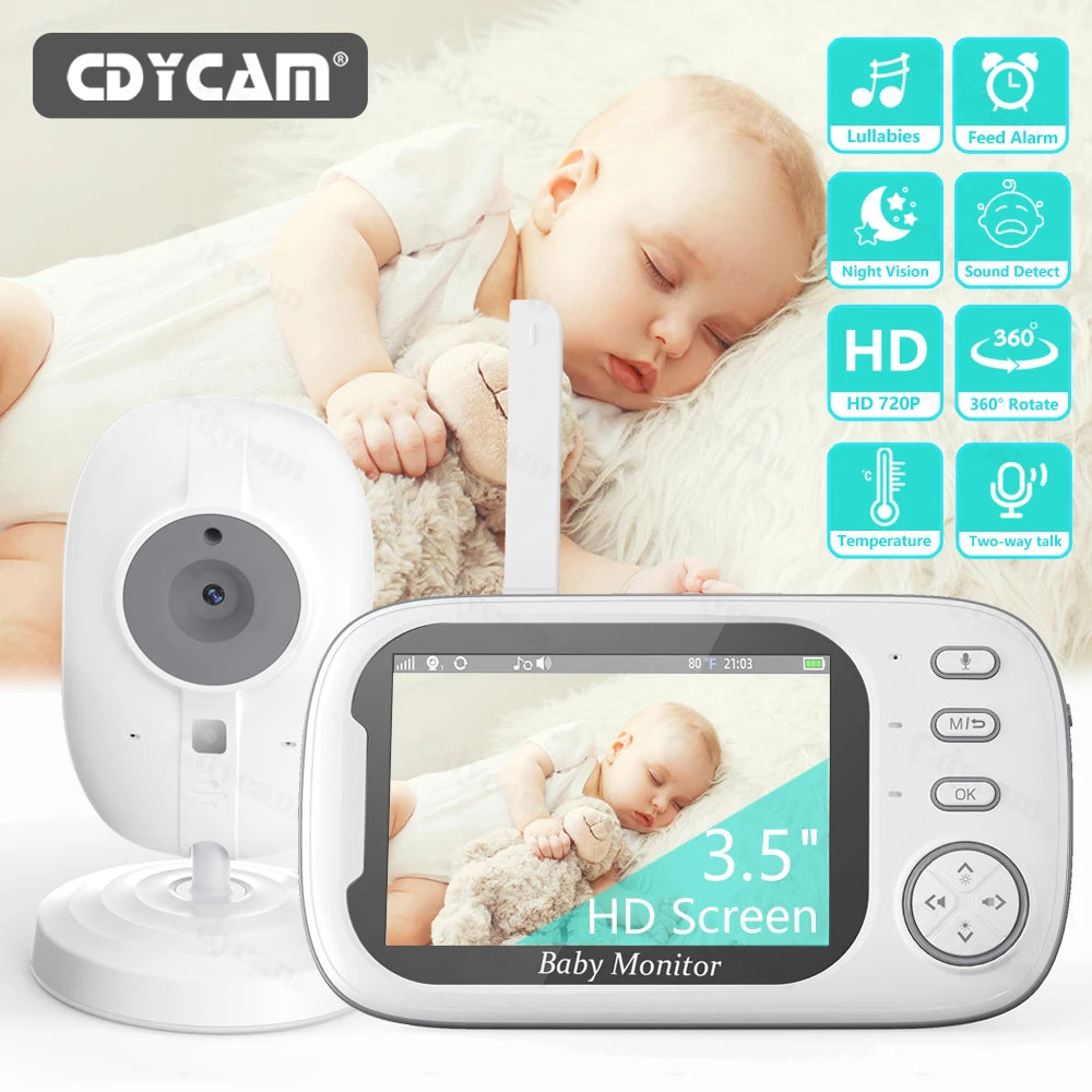 🌙 Moniteur Vidéo Bébé Cdycam 3.5" Sans Fil 🎥 – Surveillance Nocturne, Température, Audio 2 Voies !👶