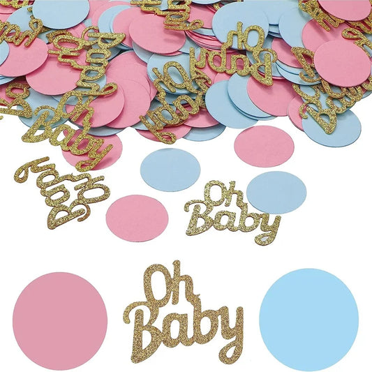 🎉 Confettis Baby shower - Lettre Dorée & Couleurs Rose et Bleu (100pcs) 🎉