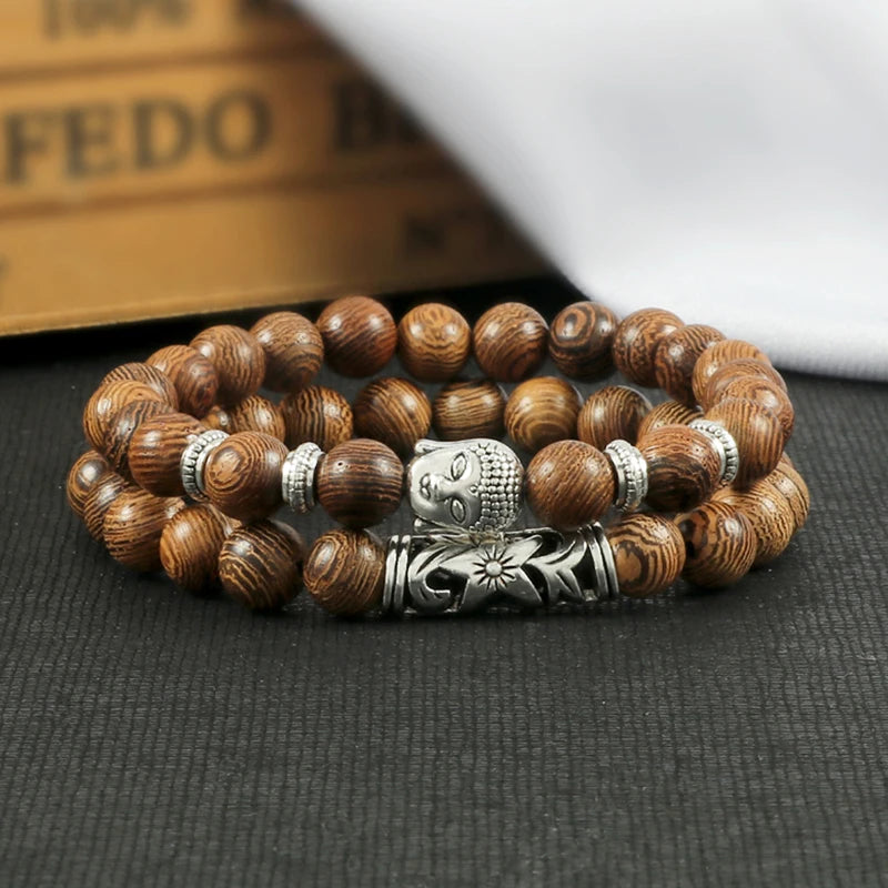 🌟 Bracelet Duo "Tête de Bouddha" - Élégance et Sérénité 🌿