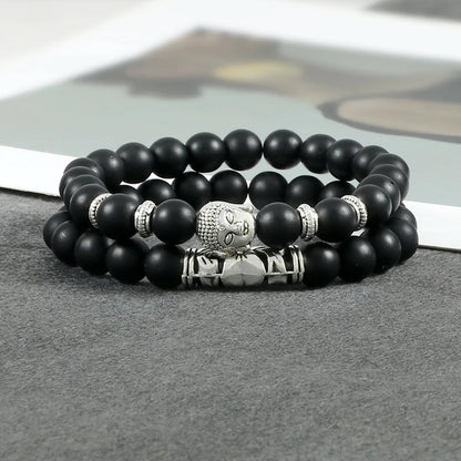 🌟 Bracelet Duo "Tête de Bouddha" - Élégance et Sérénité 🌿