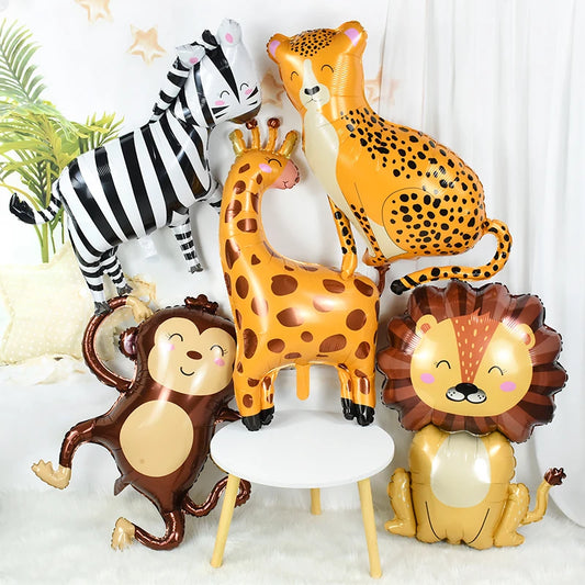 🦁🌴 Ballons en Aluminium Thème Animaux de la Jungle – Décoration Safari 🌴🦓