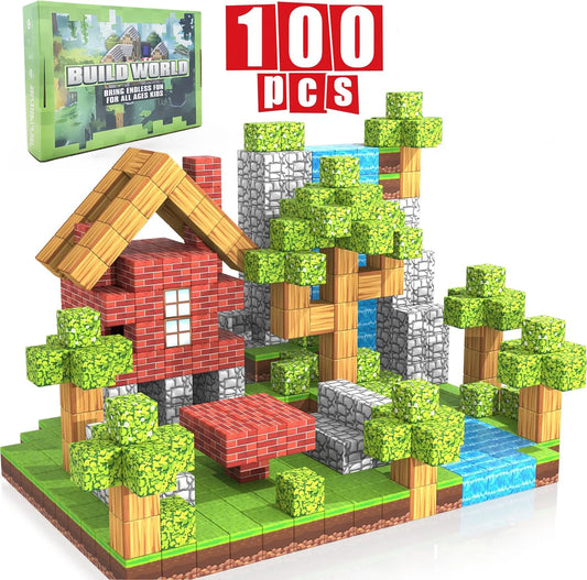 🧲 100 Blocs Magnétiques - Set de Construction Éducatif pour Enfants Montessori 🧲